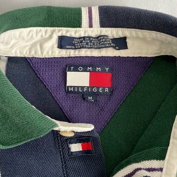 Vintage 90’s Tommy Hilfiger Striped Polo Shirt Men’s M - Picture 5 of 6